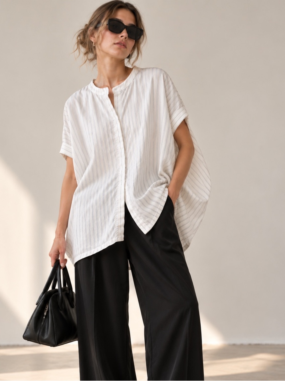 Aritzia Babaton Oversized Batwing Pinstripe Blouse XS